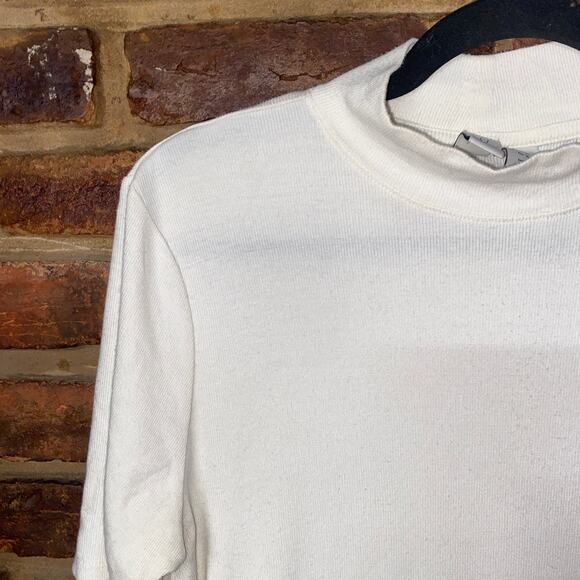 Joie White Knit Short Sleeve Mock Neck Lightweight Knit Top Women's Size XL - Picture 2 of 7